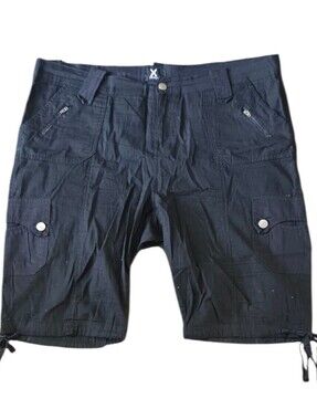 Women's Black Cargo Shorts with Zip and Flap Pockets